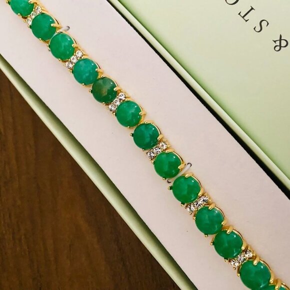 Jade & Stone Jade Tennis Bracelet CZ Crystals NEW! - Picture 5 of 9